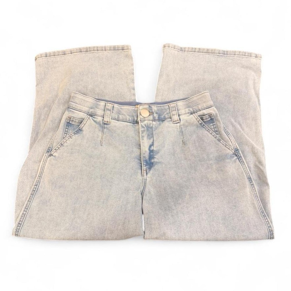 Democracy Ab Solution Wide Leg Jeans Light Wash Blue Denim Size 4 Pleated Front
